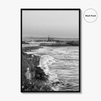 Santa Cruz Black and White Fine Art Photo Print, Surfing California Poster