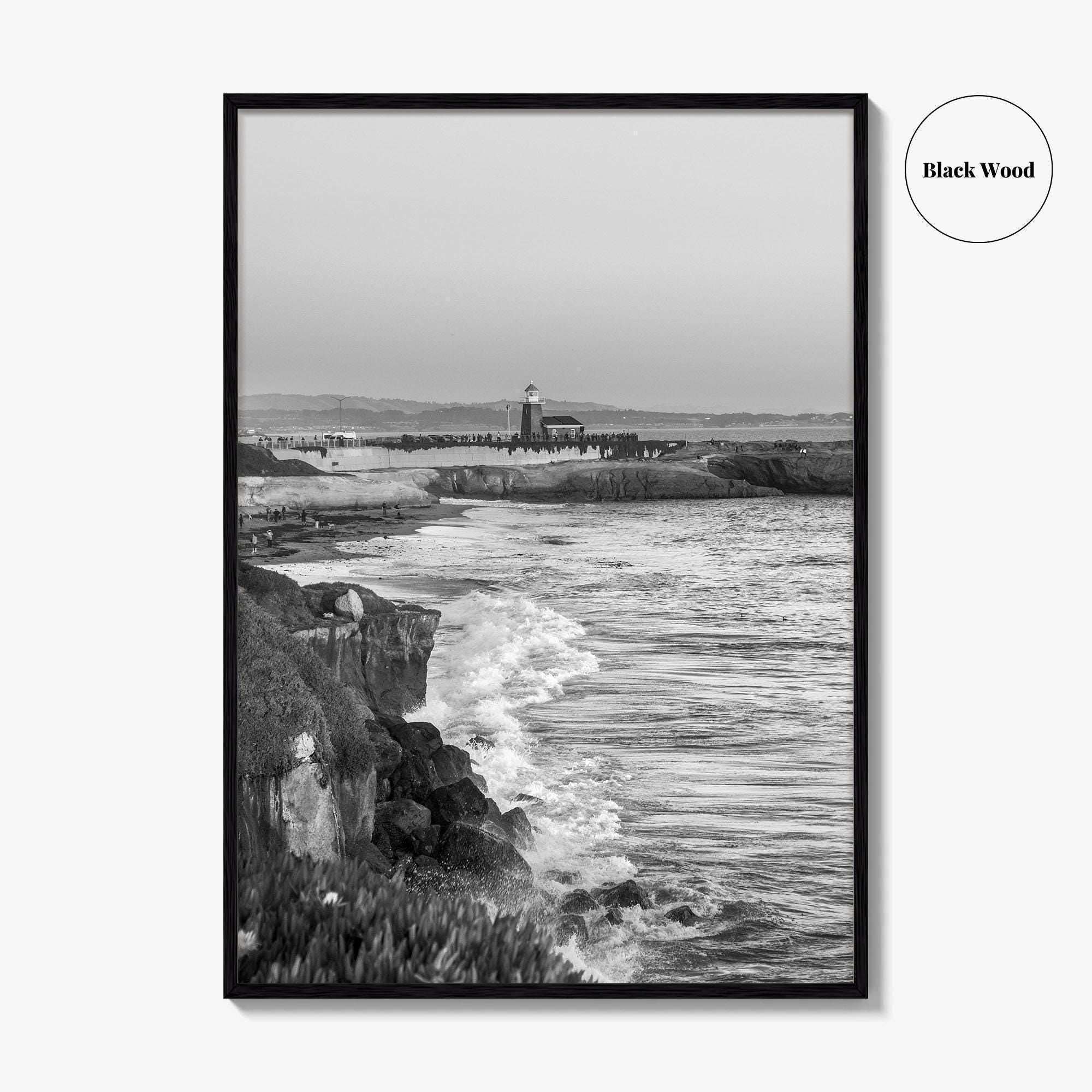 Santa Cruz Black and White Fine Art Photo Print, Surfing California Poster
