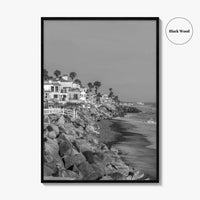 Oceanside Black and White Fine Art Photo Print, San Diego Beach Houses, California Poster