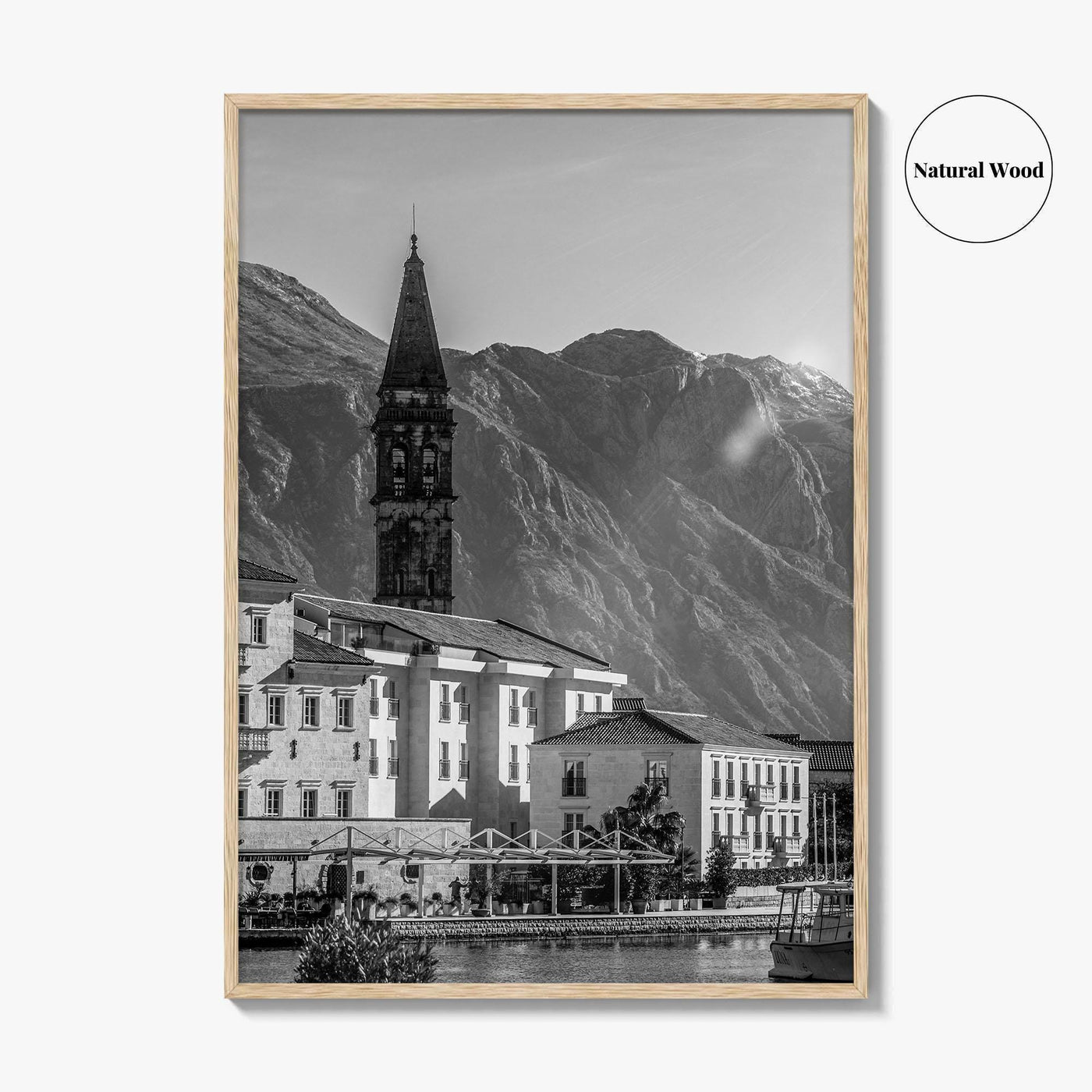 Bay of Kotor Black and White Fine Art Photo Print, Perast Montenegro, Wall Poster
