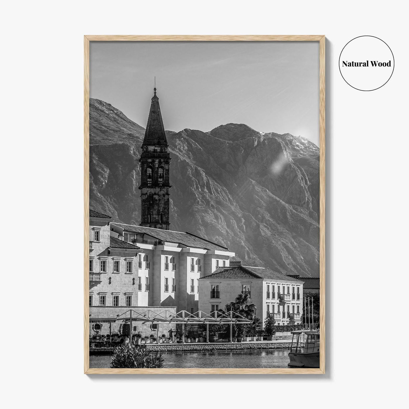 Bay of Kotor Black and White Fine Art Photo Print, Perast Montenegro, Wall Poster