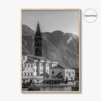 Bay of Kotor Black and White Fine Art Photo Print, Perast Montenegro, Wall Poster