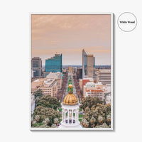 Sacramento Skyline Fine Art Photo Print, Aerial, California, USA, Wall Decor Poster