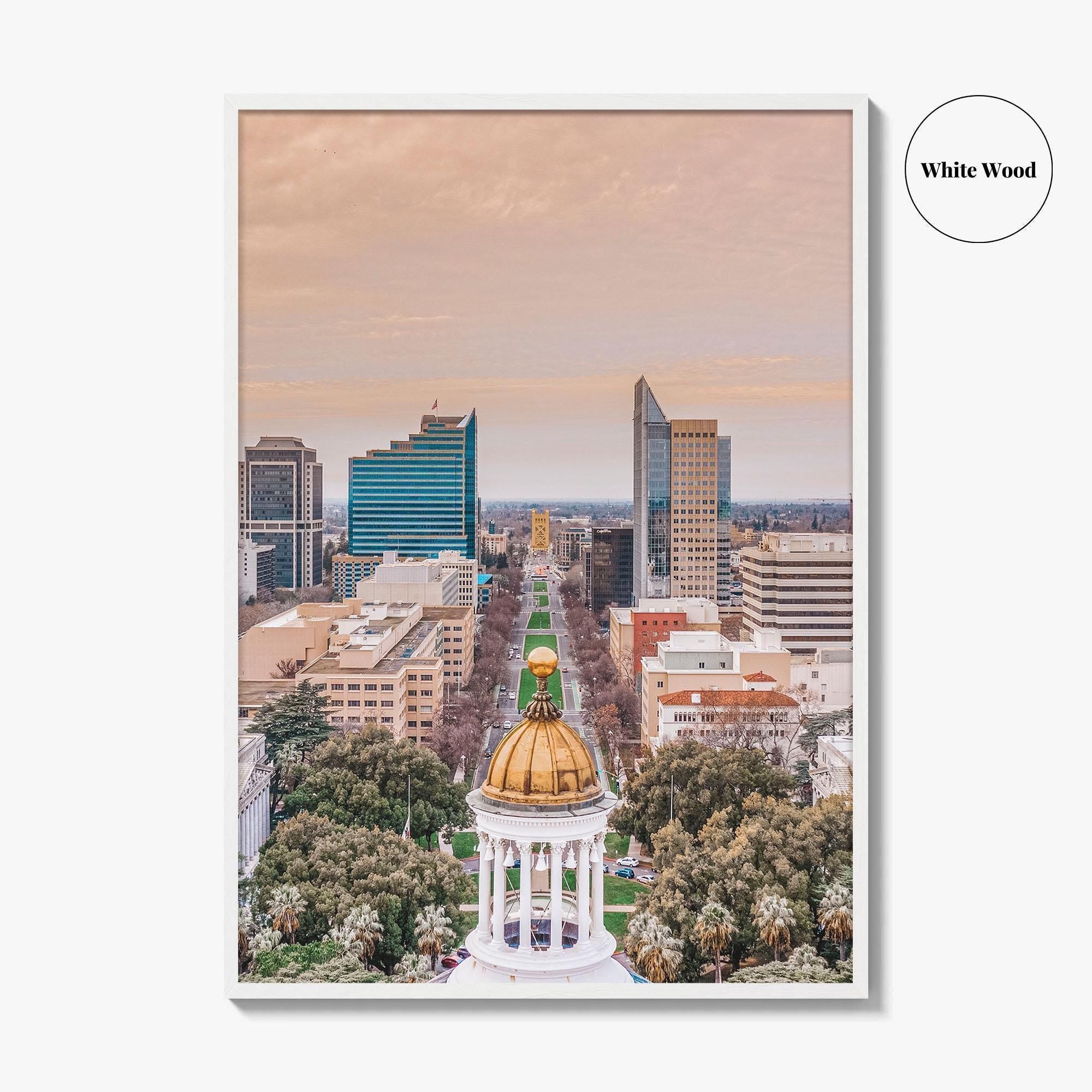 Sacramento Skyline Fine Art Photo Print, Aerial, California, USA, Wall Decor Poster