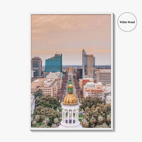 Sacramento Skyline Fine Art Photo Print, Aerial, California, USA, Wall Decor Poster