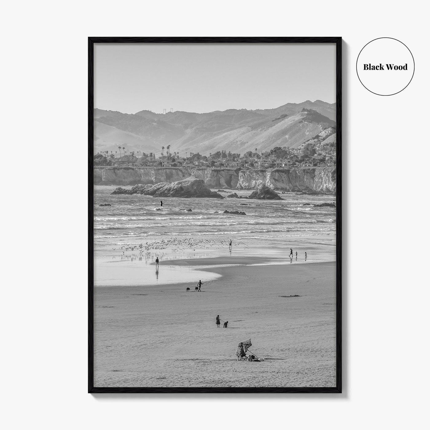 Pismo Beach Black and White Fine Art Photo Print, San Luis Obispo California Poster