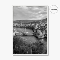 Laufenburg Black and White Fine Art Photo Print, Basel Rhine River Old Town Poster