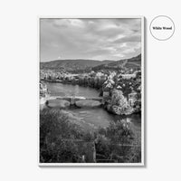 Laufenburg Black and White Fine Art Photo Print, Basel Rhine River Old Town Poster
