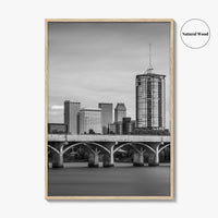 Tulsa Skyline Black and White Fine Art Photo Print, Poster, Oklahoma USA, Arkansas River