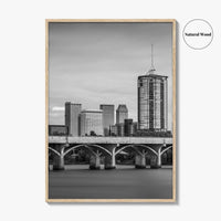 Tulsa Skyline Black and White Fine Art Photo Print, Poster, Oklahoma USA, Arkansas River