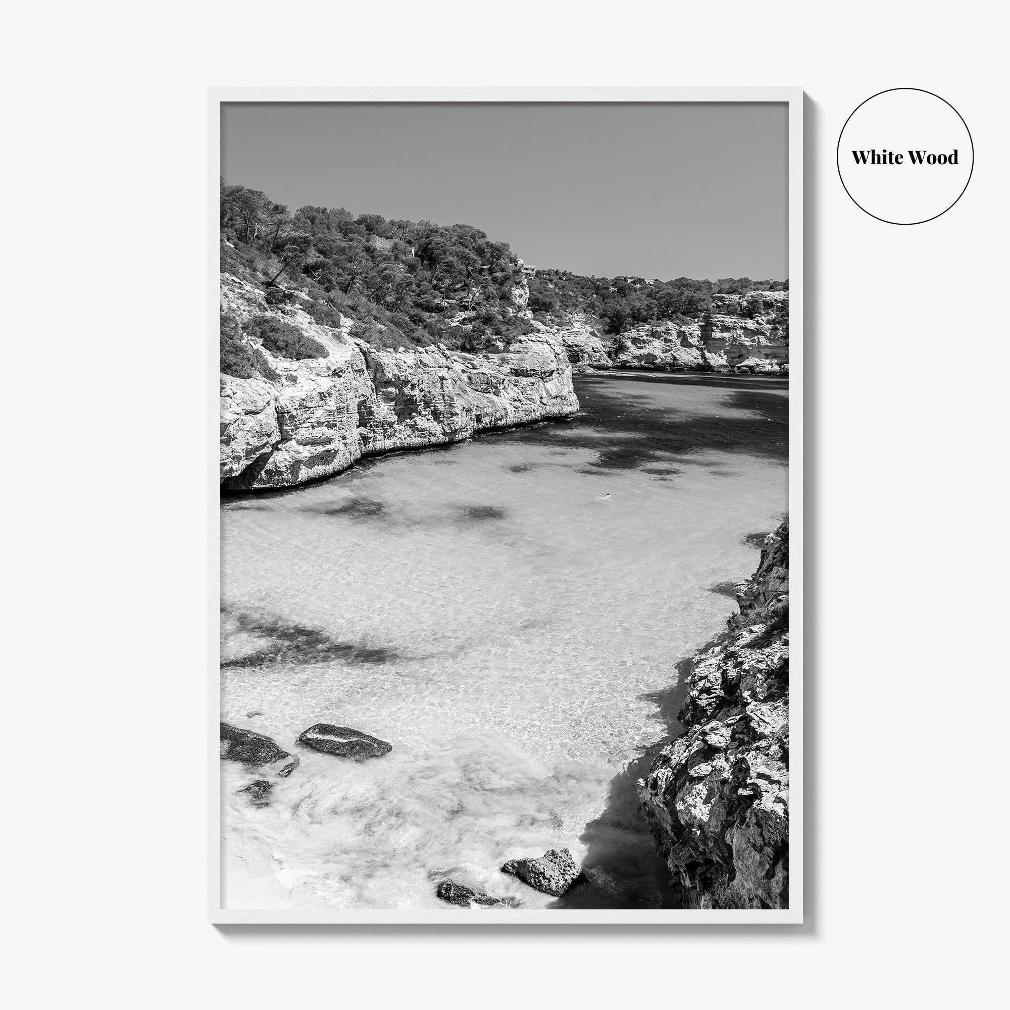 Mallorca Black and White Fine Art Photo Print, Calo Des Moro Majorca Spain Poster