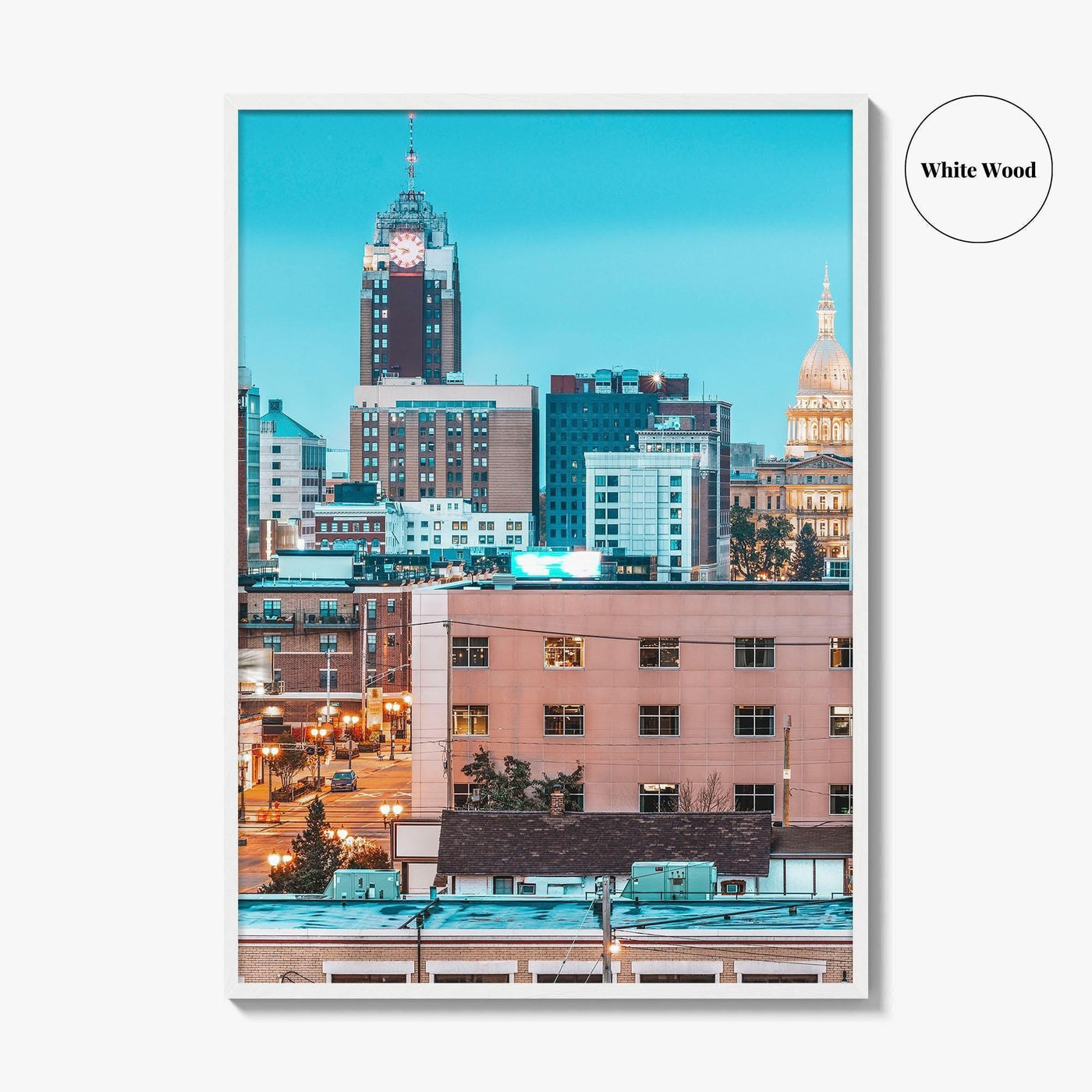 Lansing Skyline Fine Art Photo Print, Michigan USA, Downtown Wall Decor Poster