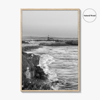 Santa Cruz Black and White Fine Art Photo Print, Surfing California Poster
