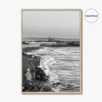 Santa Cruz Black and White Fine Art Photo Print, Surfing California Poster