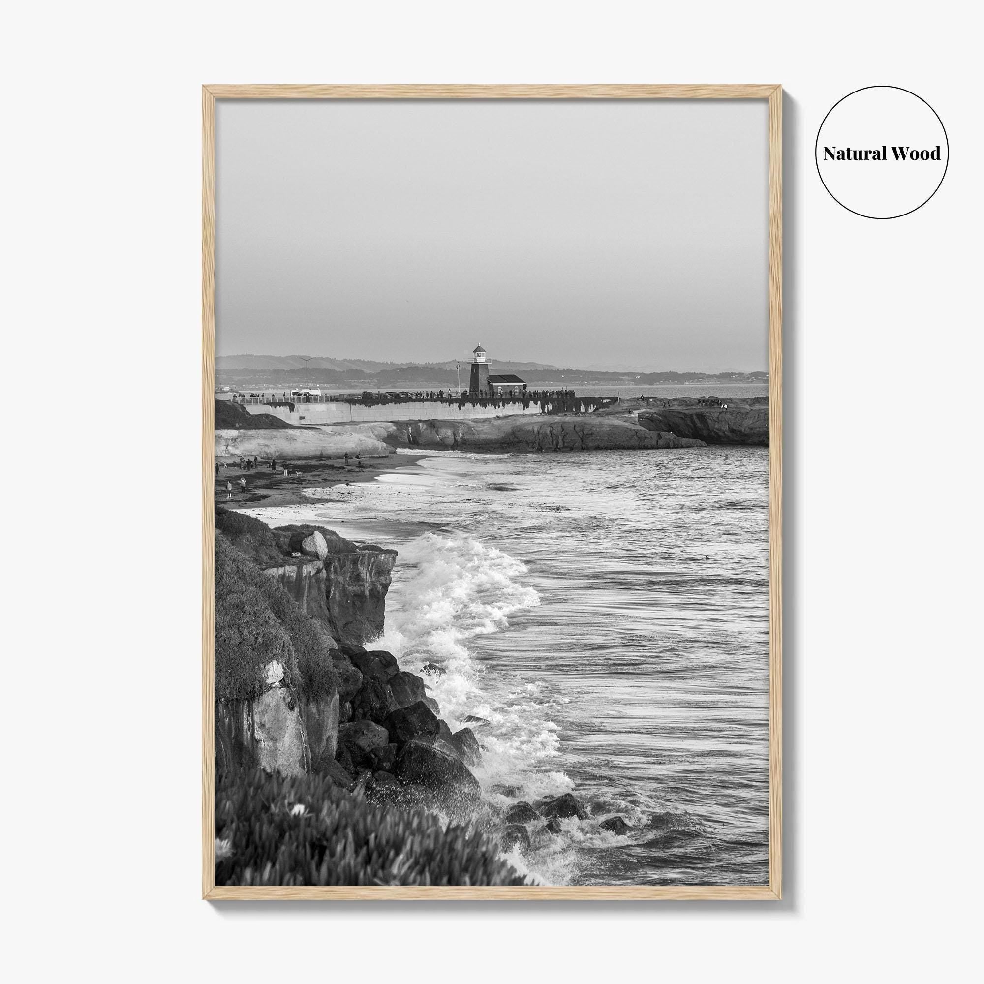 Santa Cruz Black and White Fine Art Photo Print, Surfing California Poster