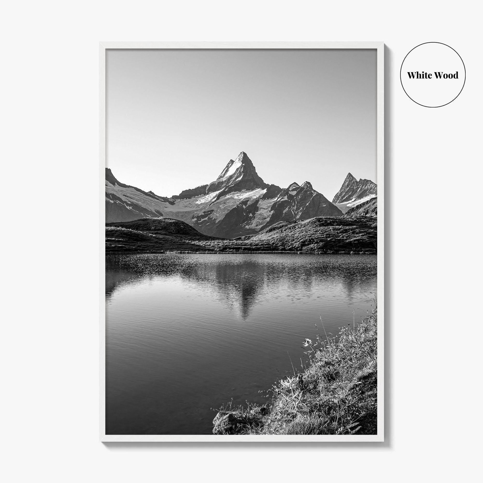 Bachalpsee Black and White Fine Art Photo Print, Eiger Grindelwald Swiss Alps Poster