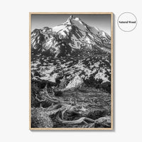 Mount Jefferson Black and White Fine Art Photo Print, Oregon Poster, USA Wall Decor
