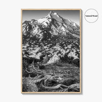 Mount Jefferson Black and White Fine Art Photo Print, Oregon Poster, USA Wall Decor