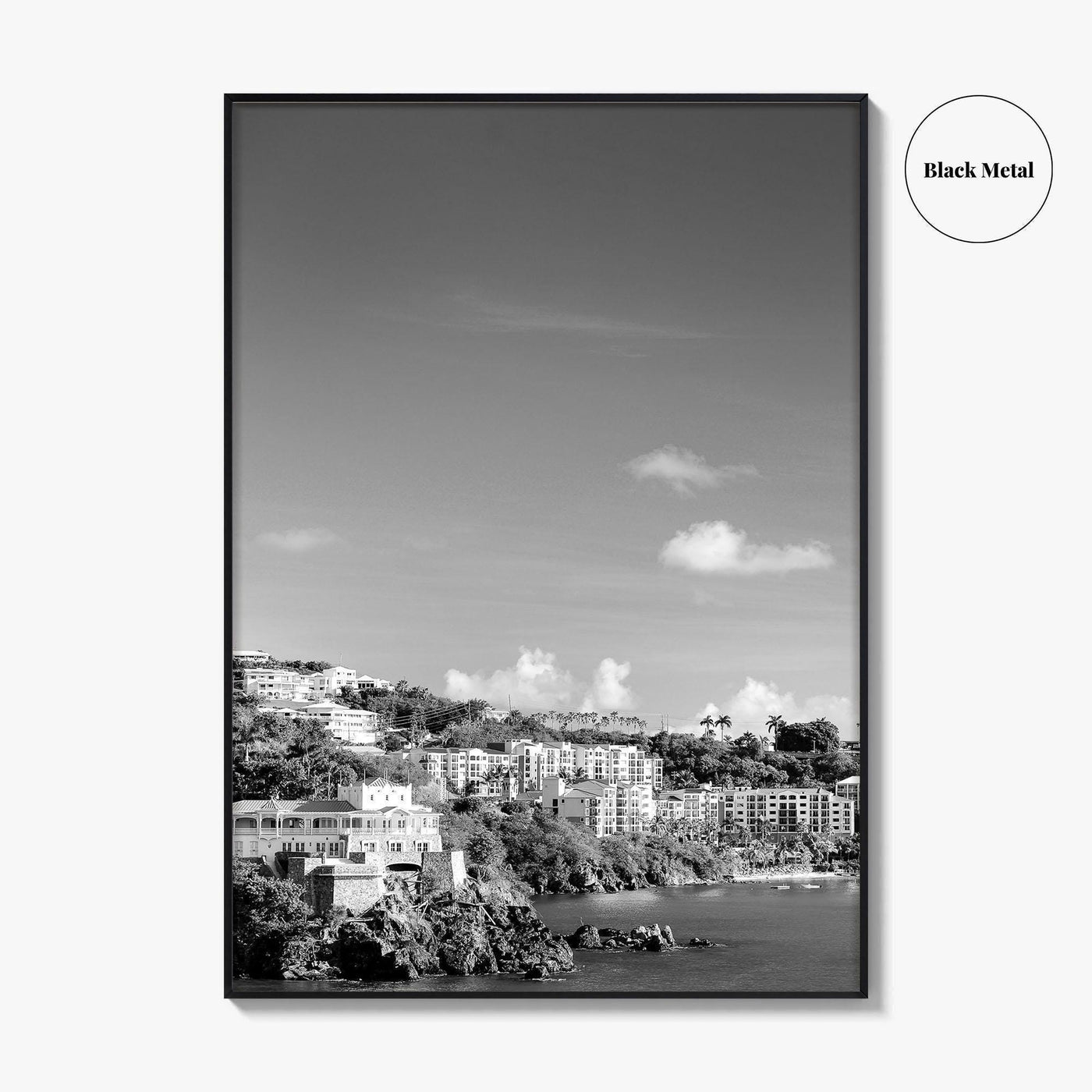 St Thomas Black and White Fine Art Photo Print, Harbor, USVI, Caribbean, Wall Decor