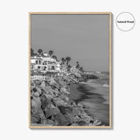 Oceanside Black and White Fine Art Photo Print, San Diego Beach Houses, California Poster