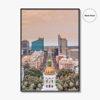 Sacramento Skyline Fine Art Photo Print, Aerial, California, USA, Wall Decor Poster
