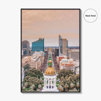 Sacramento Skyline Fine Art Photo Print, Aerial, California, USA, Wall Decor Poster