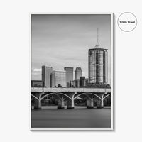 Tulsa Skyline Black and White Fine Art Photo Print, Poster, Oklahoma USA, Arkansas River