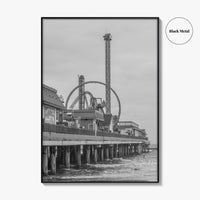 Galveston Island Black and White Fine Art Photo Print, Texas Historic Pier Poster
