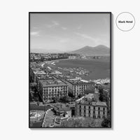 Naples Italy Black and White Fine Art Photo Print, Napoli Coastline, Campania Wall Poster