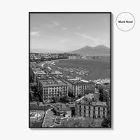 Naples Italy Black and White Fine Art Photo Print, Napoli Coastline, Campania Wall Poster