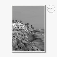 Oceanside Black and White Fine Art Photo Print, San Diego Beach Houses, California Poster