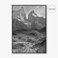 Torres del Paine Black and White Fine Art Photo Print, Patagonia Chile, Lake Pehoe