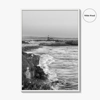 Santa Cruz Black and White Fine Art Photo Print, Surfing California Poster