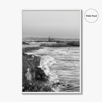 Santa Cruz Black and White Fine Art Photo Print, Surfing California Poster