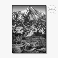 Mount Jefferson Black and White Fine Art Photo Print, Oregon Poster, USA Wall Decor