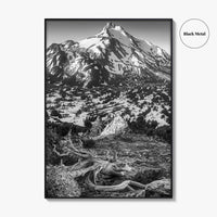 Mount Jefferson Black and White Fine Art Photo Print, Oregon Poster, USA Wall Decor