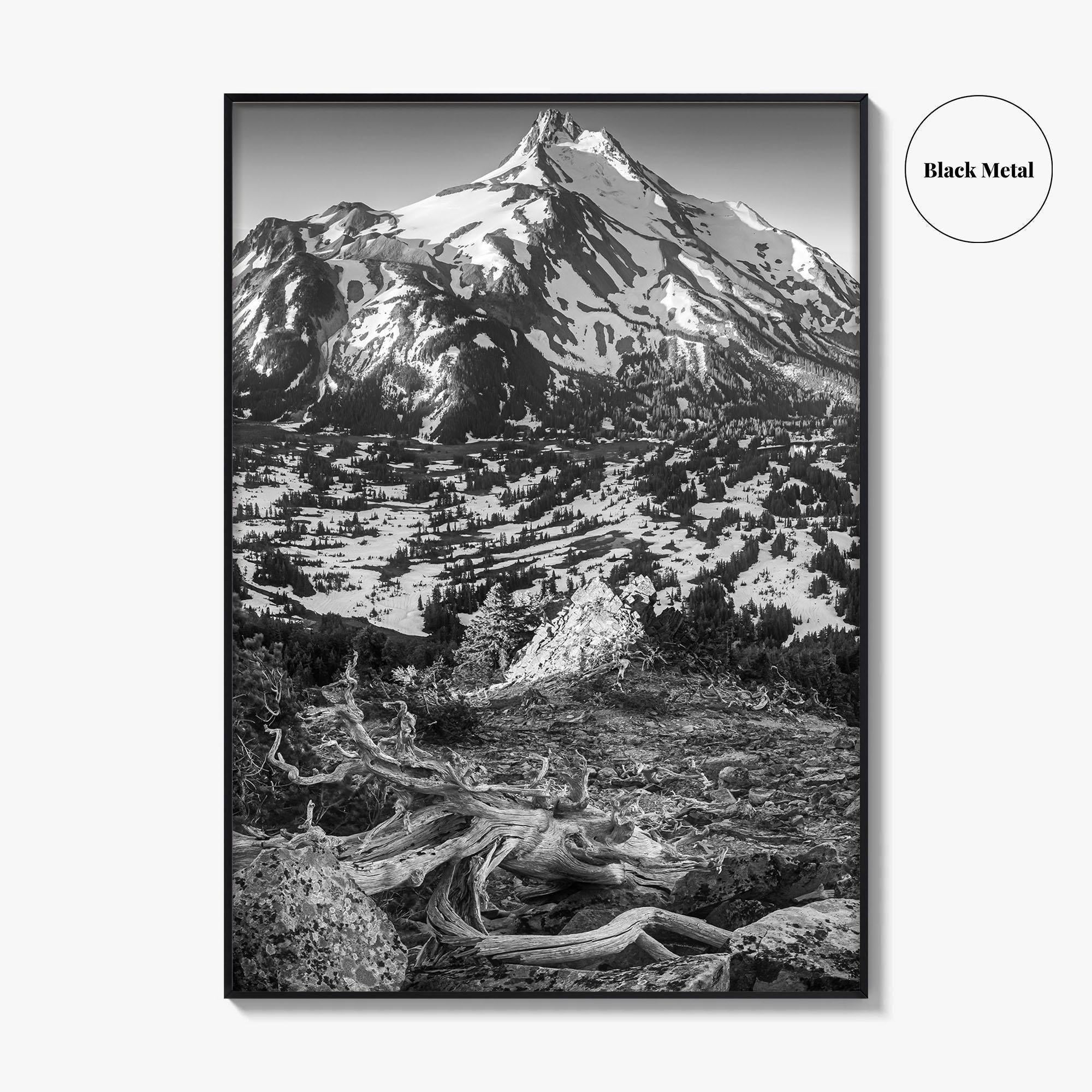 Mount Jefferson Black and White Fine Art Photo Print, Oregon Poster, USA Wall Decor