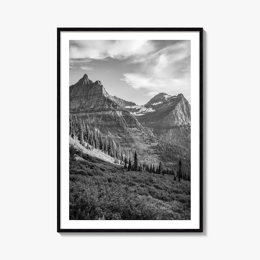 Glacier National Park Black and White Fine Art Photo Print, Montana, Poster, Wall Decor