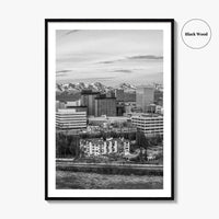 Anchorage Skyline Black and White Fine Art Photo Print, Alaska Poster, USA