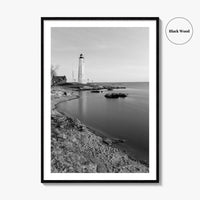New Haven Lighthouse Black and White Fine Art Photo Print, Connecticut, USA Wall Poster