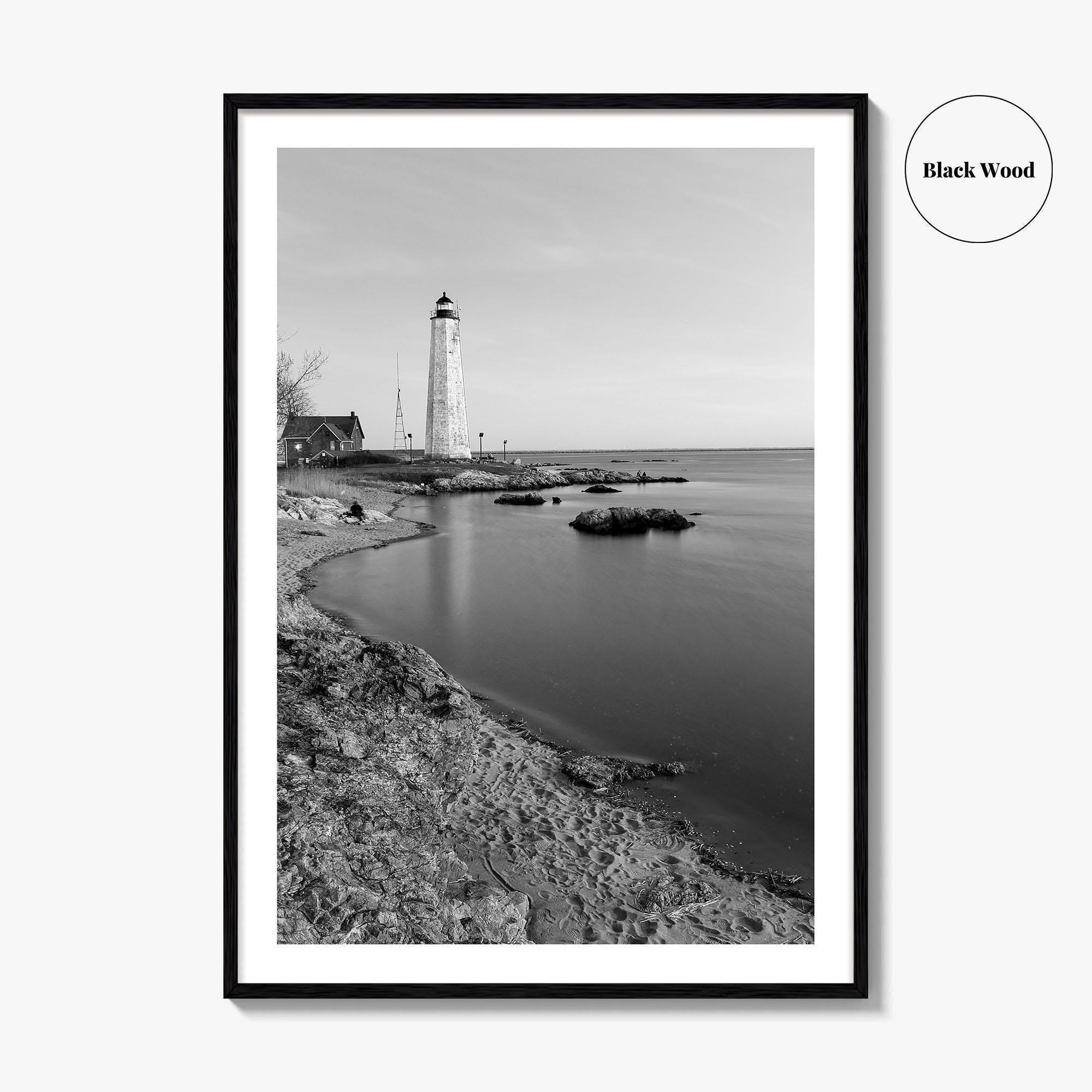 New Haven Lighthouse Black and White Fine Art Photo Print, Connecticut, USA Wall Poster