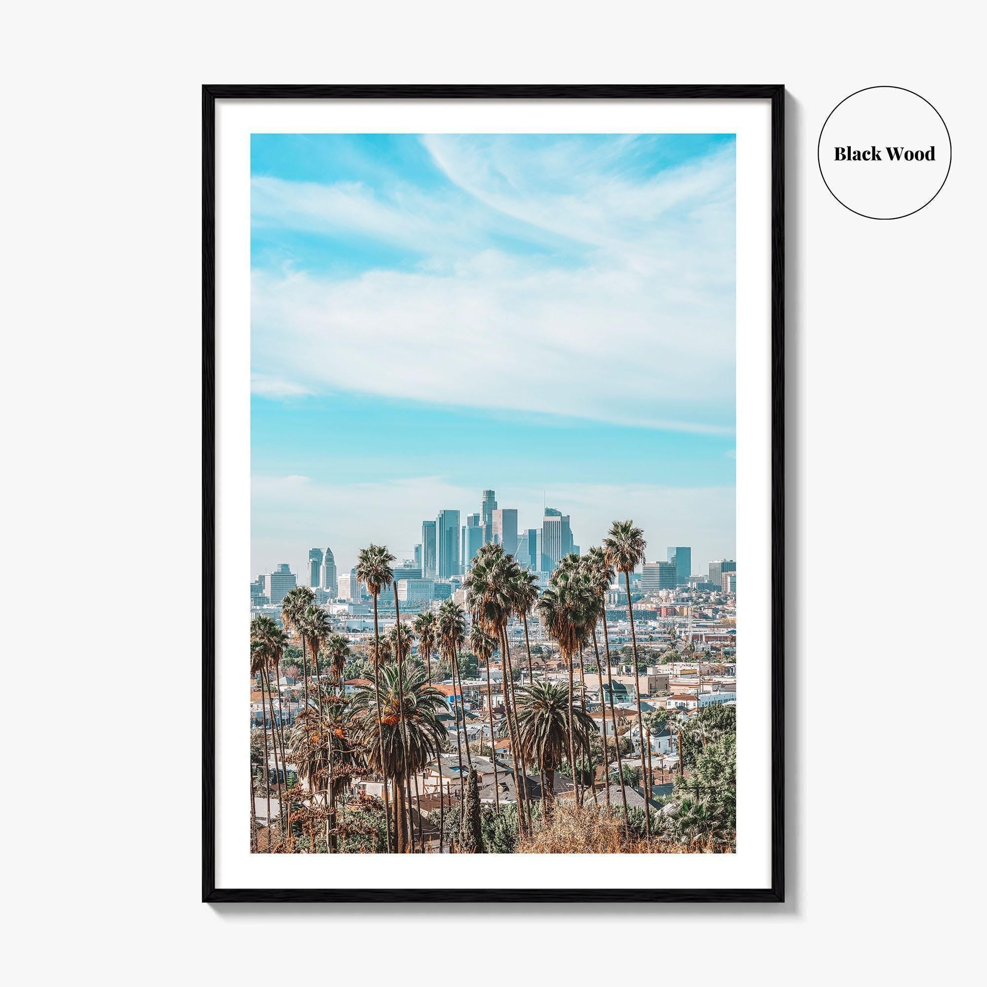 Los Angeles Skyline Fine Art Photo Print, Downtown, Palm Trees, California, LA Poster