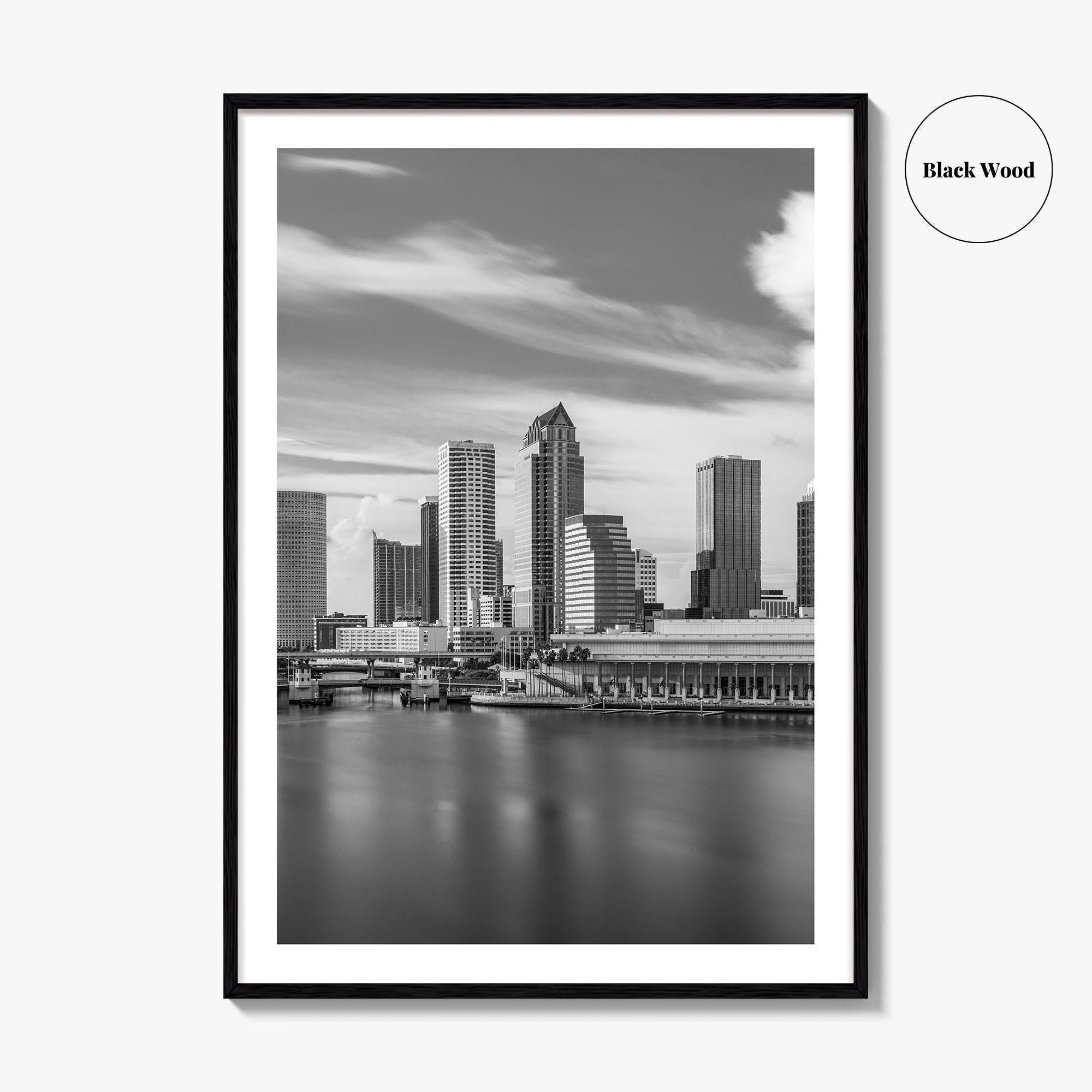 Tampa Skyline Black and White Fine Art Photo Print, City Florida Poster