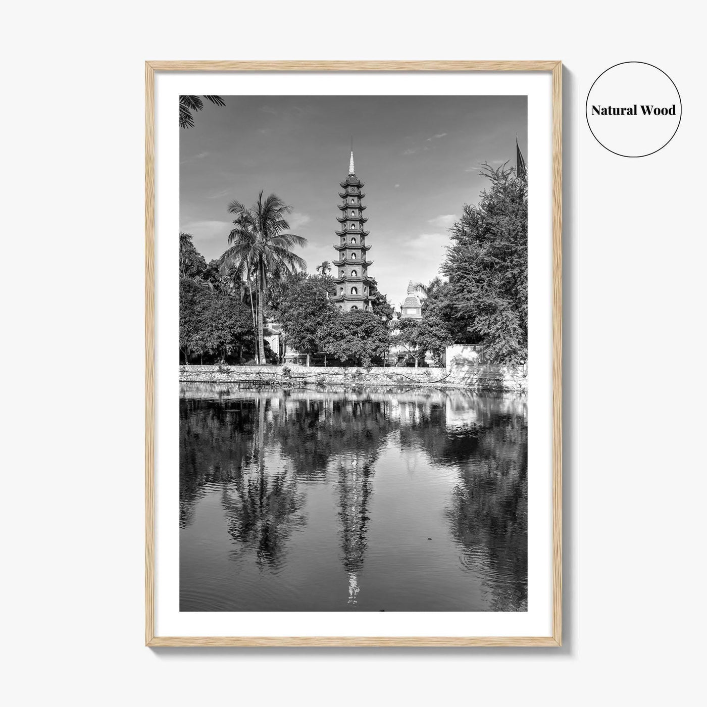 Hanoi Black and White Fine Art Photo Print, Tran Quoc Pagoda Vietnam Poster