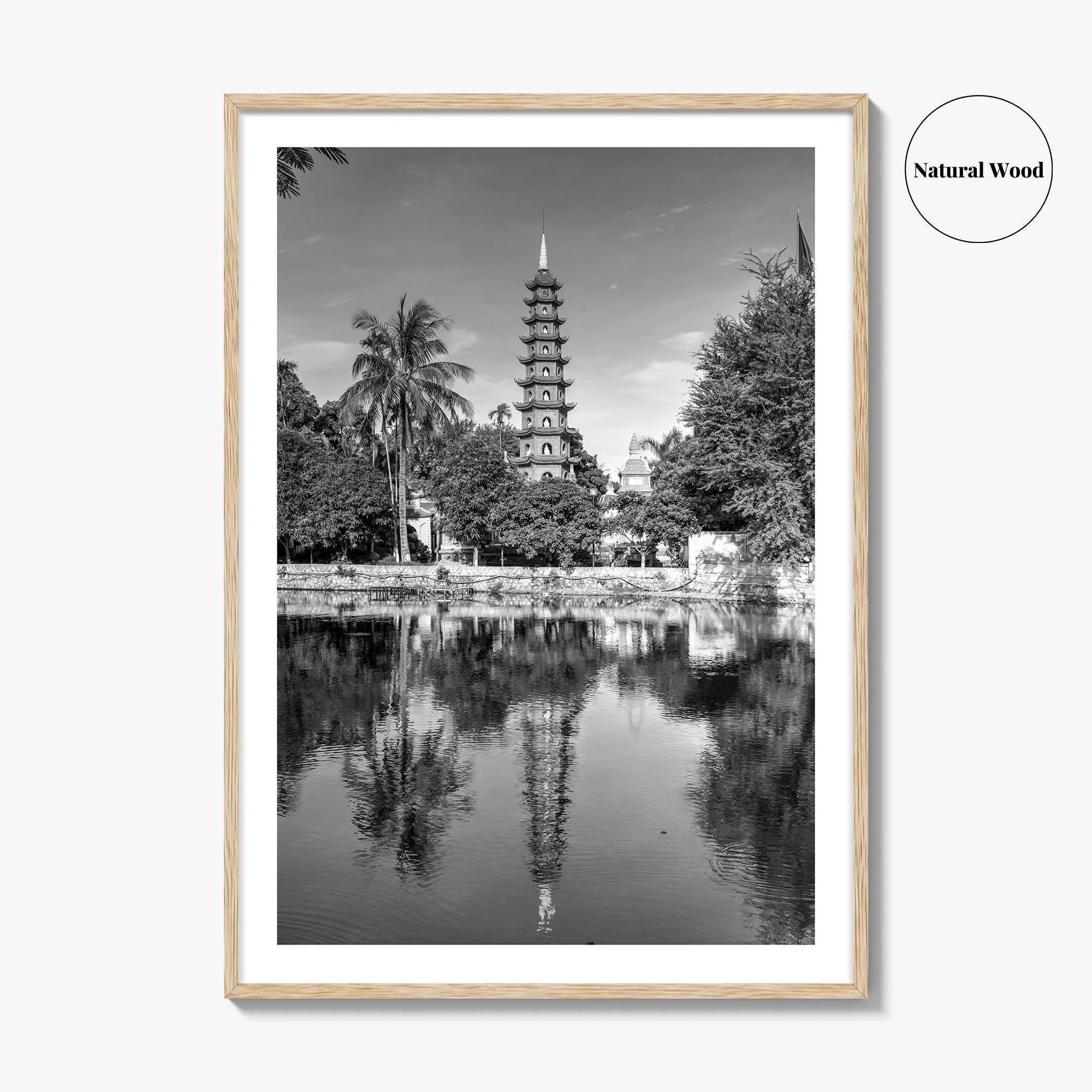 Hanoi Black and White Fine Art Photo Print, Tran Quoc Pagoda Vietnam Poster
