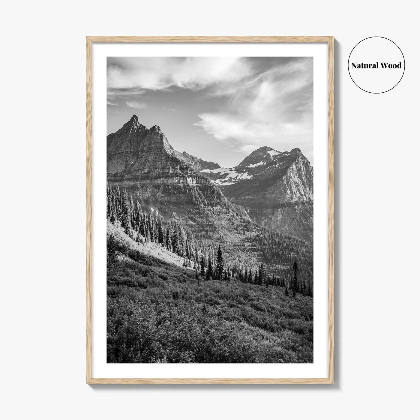 Glacier National Park Black and White Fine Art Photo Print, Montana, Poster, Wall Decor