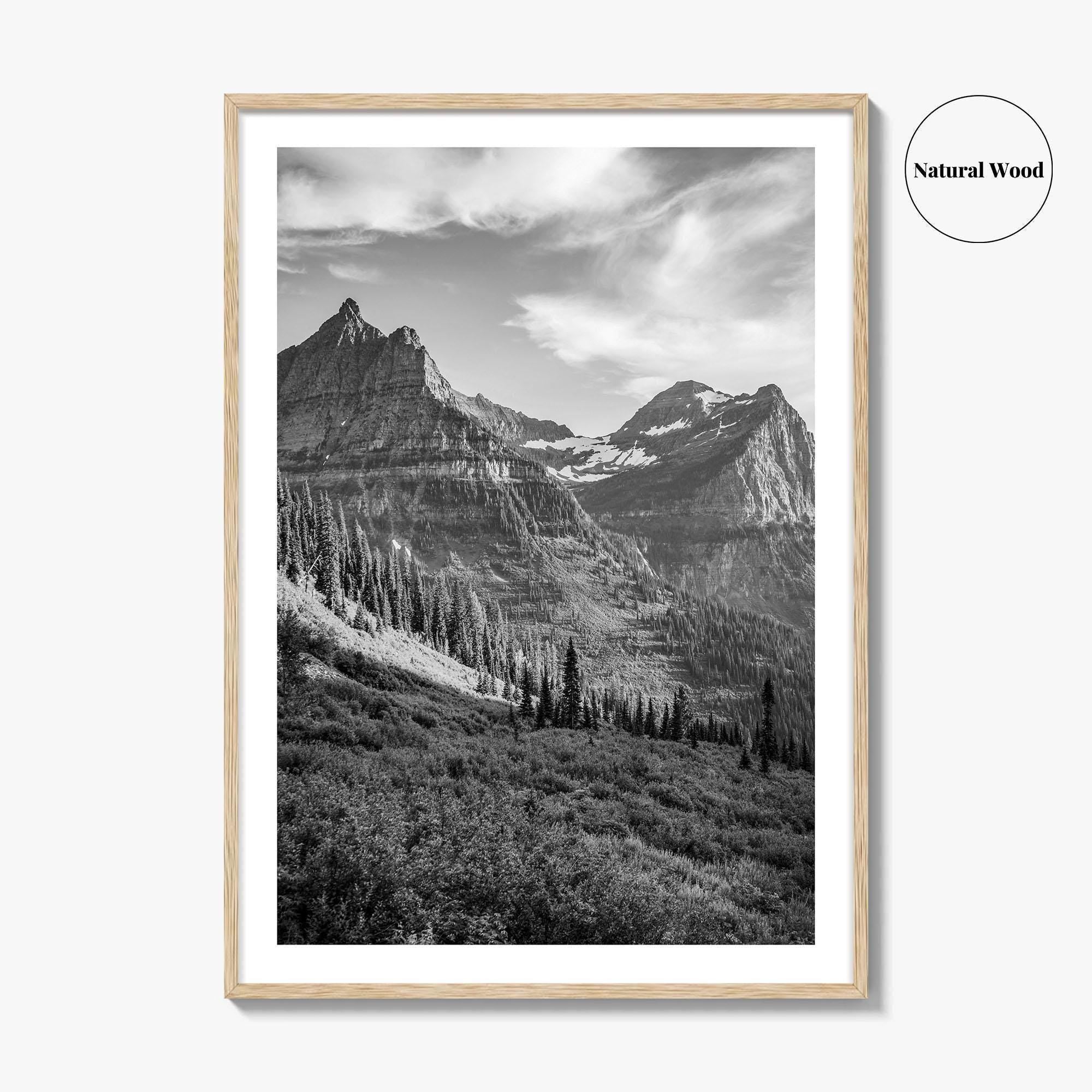 Glacier National Park Black and White Fine Art Photo Print, Montana, Poster, Wall Decor