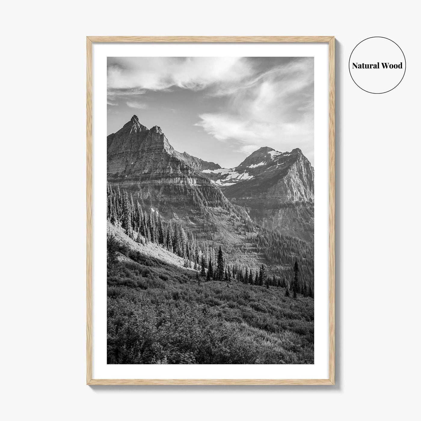 Glacier National Park Black and White Fine Art Photo Print, Montana, Poster, Wall Decor