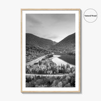 New Hampshire Black and White Fine Art Photo Print, Franconia Notch, White Mountain Poster