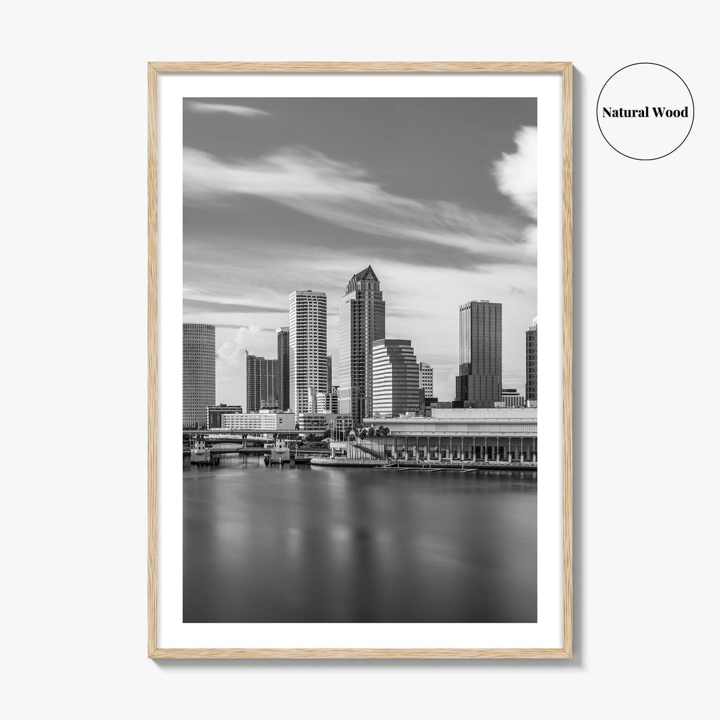Tampa Skyline Black and White Fine Art Photo Print, City Florida Poster